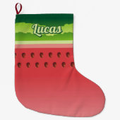 スイカ背景クリスマスストッキング ラージクリスマスストッキング (正面)