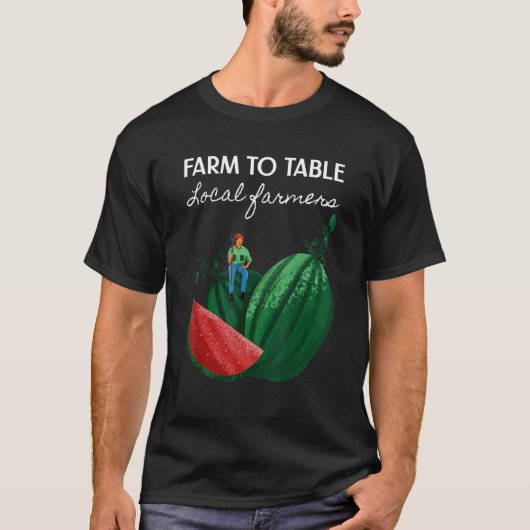 スイカ自分の野菜を栽培ローカル農家 Tシャツ (正面)
