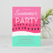 スイカ色ピンクグリーンスイカ夏パーティー 招待状 (スタンド正面)