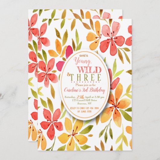 スイカ花招待状 招待状 (正面/裏面)