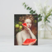 スイカ葉書き付き女神 ポストカード (スタンド正面)