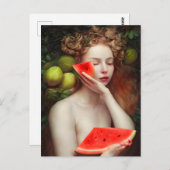 スイカ葉書き付き女神 ポストカード (正面/裏面)