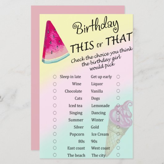 スイカ誕生日このゲームまたはそのゲーム (正面/裏面)