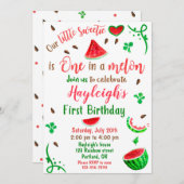 スイカ誕生日の招待ガール最初の誕生日 招待状 (正面/裏面)