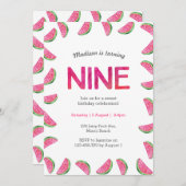 スイカ誕生日への9誕生日招待 招待状 (正面/裏面)