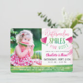 スイカ誕生日ガールピクニックパーティの招待状 招待状 (スタンド正面)