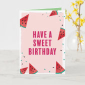 スイカ誕生日グリーティングカード カード (黄色い花)