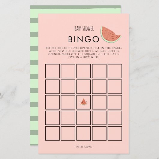 スイカ誕生日パーティビンゴゲーム (正面/裏面)