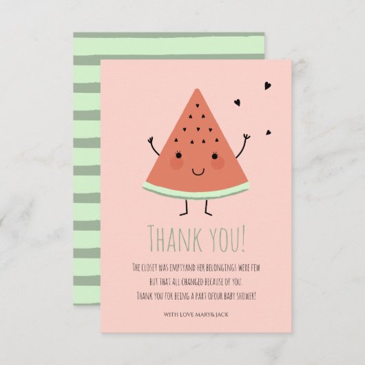 スイカ誕生日パーティーありがとう サンキューカード (正面/裏面)