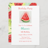 スイカ誕生日パーティーの招待状 招待状 (正面/裏面)