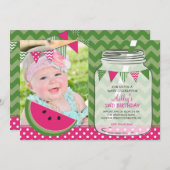 スイカ誕生日パーティーへの招待 招待状 (正面/裏面)