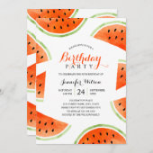 スイカ誕生日パーティー夏ビーチ 招待状 (正面/裏面)