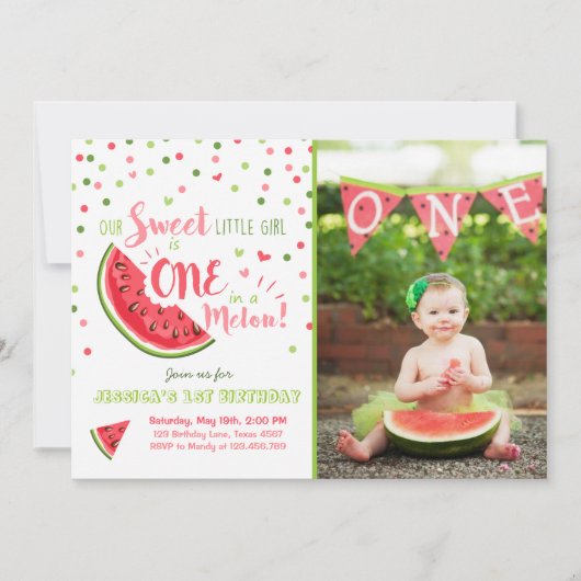 スイカ誕生日招待状メロンサマーパーティー 招待状 (正面)