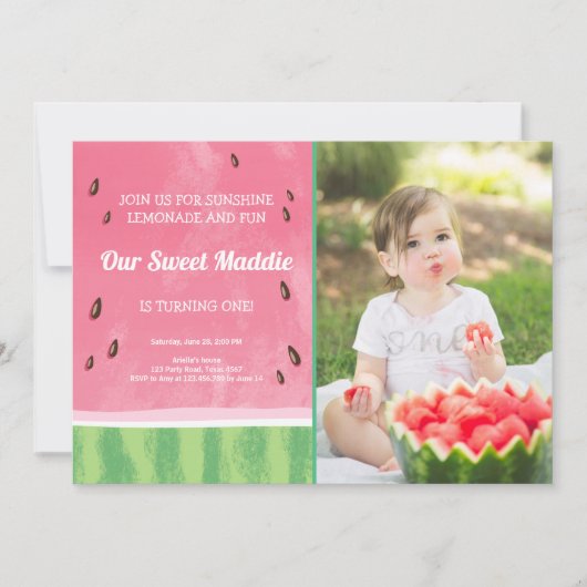 スイカ誕生日招待状メロンパーティー夏 招待状 (正面)