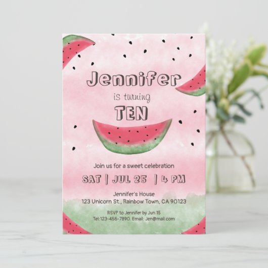 スイカ誕生日招待状 招待状 (スタンド正面)