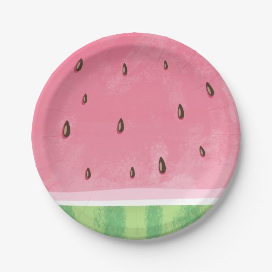 スイカ誕生日紙プレートサマーメロンパーティー ペーパープレート (正面)