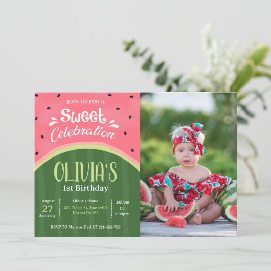 スイカ誕生日 招待状 (スタンド正面)