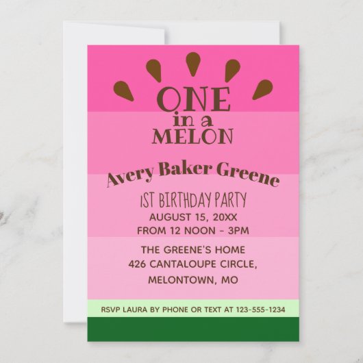 スイカ誕生日 招待状 (正面)