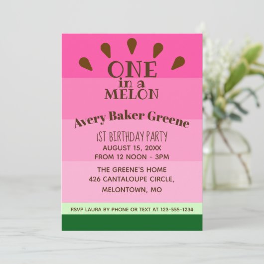 スイカ誕生日 招待状 (スタンド正面)
