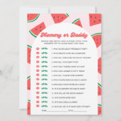 スイカ赤ちゃんシャワーママまたはパパのゲームカード 招待状 (正面)