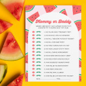 スイカ赤ちゃんシャワーママまたはパパのゲームカード 招待状