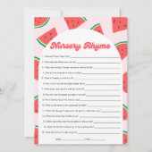 スイカ赤ちゃんシャワー子供部屋韻ゲームカード 招待状 (正面)