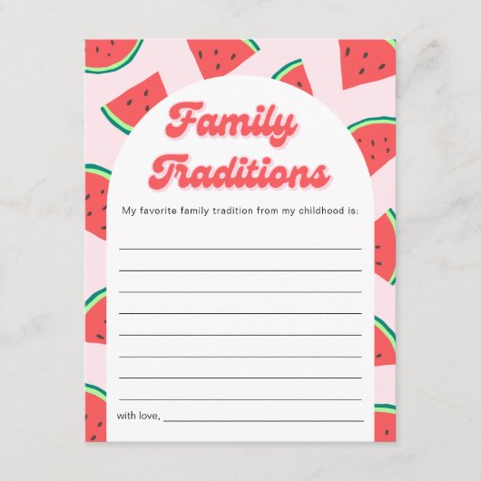 スイカ赤ちゃんシャワー家族の伝統ゲームカード 招待状 (正面)