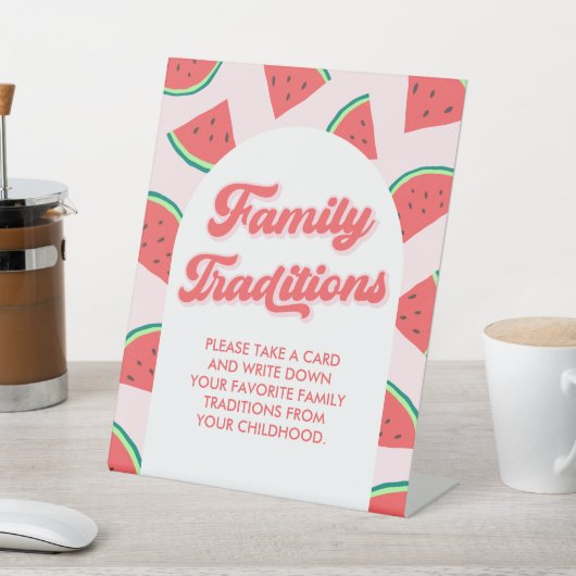 スイカ赤ちゃんシャワー家族の伝統 台座サイン (インサイチュ)