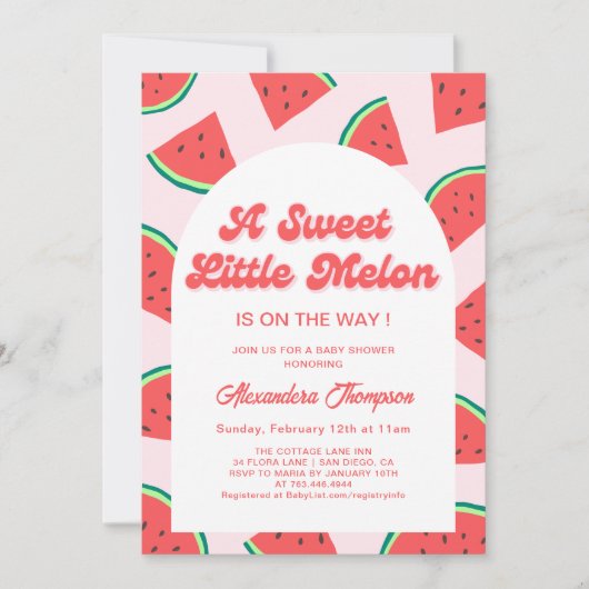スイカ赤ちゃんシャワー招待状 招待状 (正面)