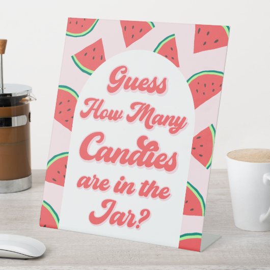 スイカ赤ちゃんシャワー推測キャンディゲームの数 台座サイン (インサイチュ)