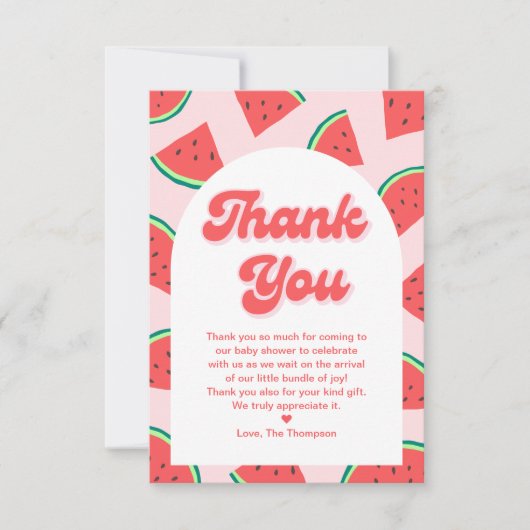 スイカ赤ちゃんシャワー サンキューカード (正面)