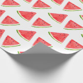 スイカ赤フルーツ水色食品パターン ラッピングペーパー (角)