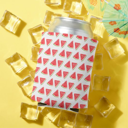スイカ赤フルーツ水色食品パターン 缶クーラー (インサイチュ 夏)