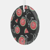 スイカ車、夏のパターン。 ガラスオーナメント (正面左)