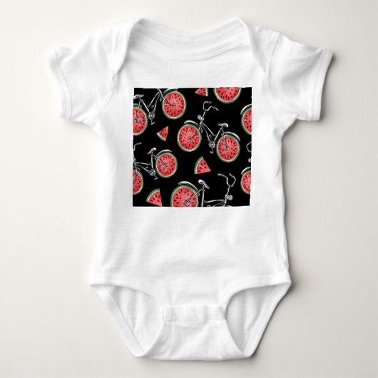 スイカ車、夏のパターン。 ベビーボディスーツ (正面)