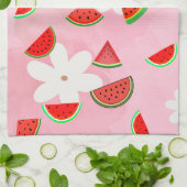 "スイカ開花-おもしろい夏の花のパターン" キッチンタオル (折り畳み)