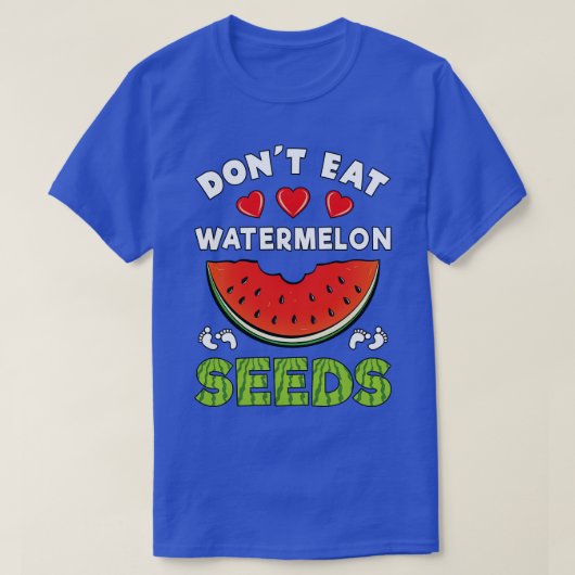 スイカ食べの種の妊娠おもしろい発表 Tシャツ (デザイン正面)