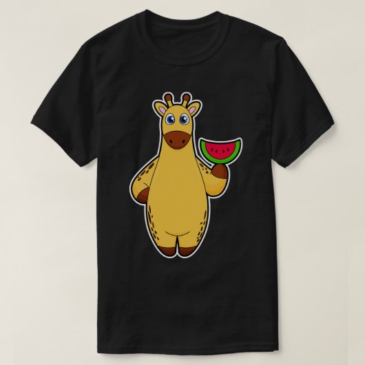 スイカ食べ物とキリン Tシャツ (デザイン正面)