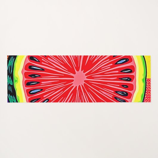 スイカ鮮やかアポップ・アートのート ヨガマット (裏面(横))