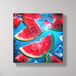 スイカ鮮やかスライス水中 – リフレッシュ キャンバスプリント