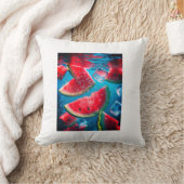 スイカ鮮やかスライス水中 – リフレッシュ クッション (ブランケット)