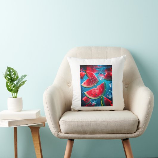 スイカ鮮やかスライス水中 – リフレッシュ クッション (椅子)