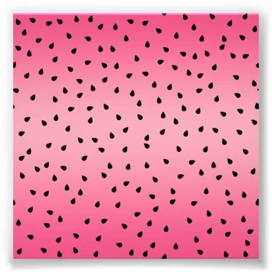 スイカ黒い種子サマーバイブジューシーなピンク フォトプリント (正面)