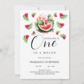 スイカ1つメロンの1つ誕生日パーティー 招待状 (正面)