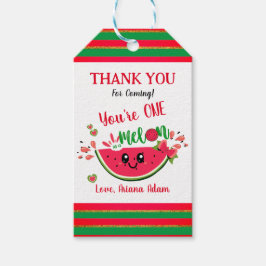スイカ1つメロン最初の誕生日ありがとう ギフトタグ