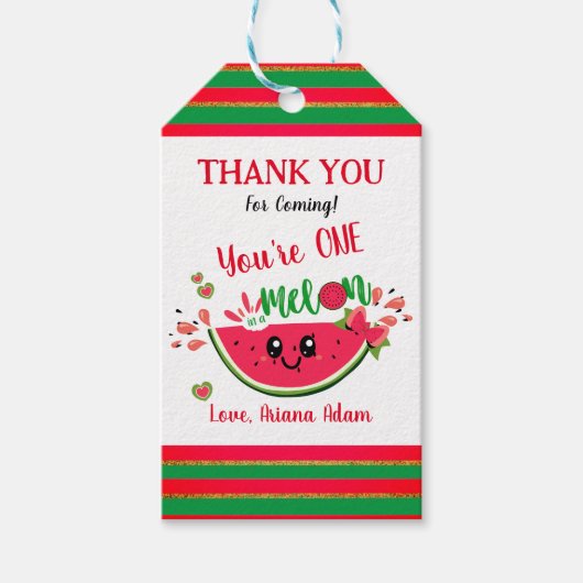 スイカ1つメロン最初の誕生日ありがとう ギフトタグ (正面)