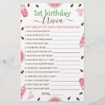 スイカ1個目の誕生日トリビアゲーム