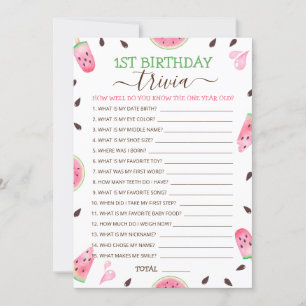 スイカ1個目の誕生日トリビアゲーム シーズンカード