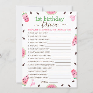 スイカ1個目の誕生日トリビアゲーム シーズンカード