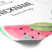 スイカ1回誕生日マイルストーンピンクのポスター ポスター (角)